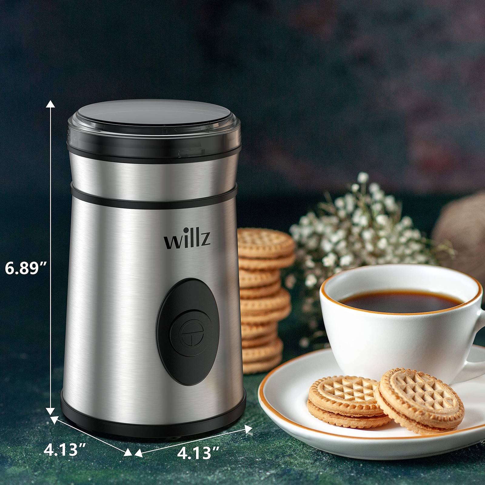 Willz Electric Coffee Grinder For Coffee Beans Spices Herbs Easy On/Off Button