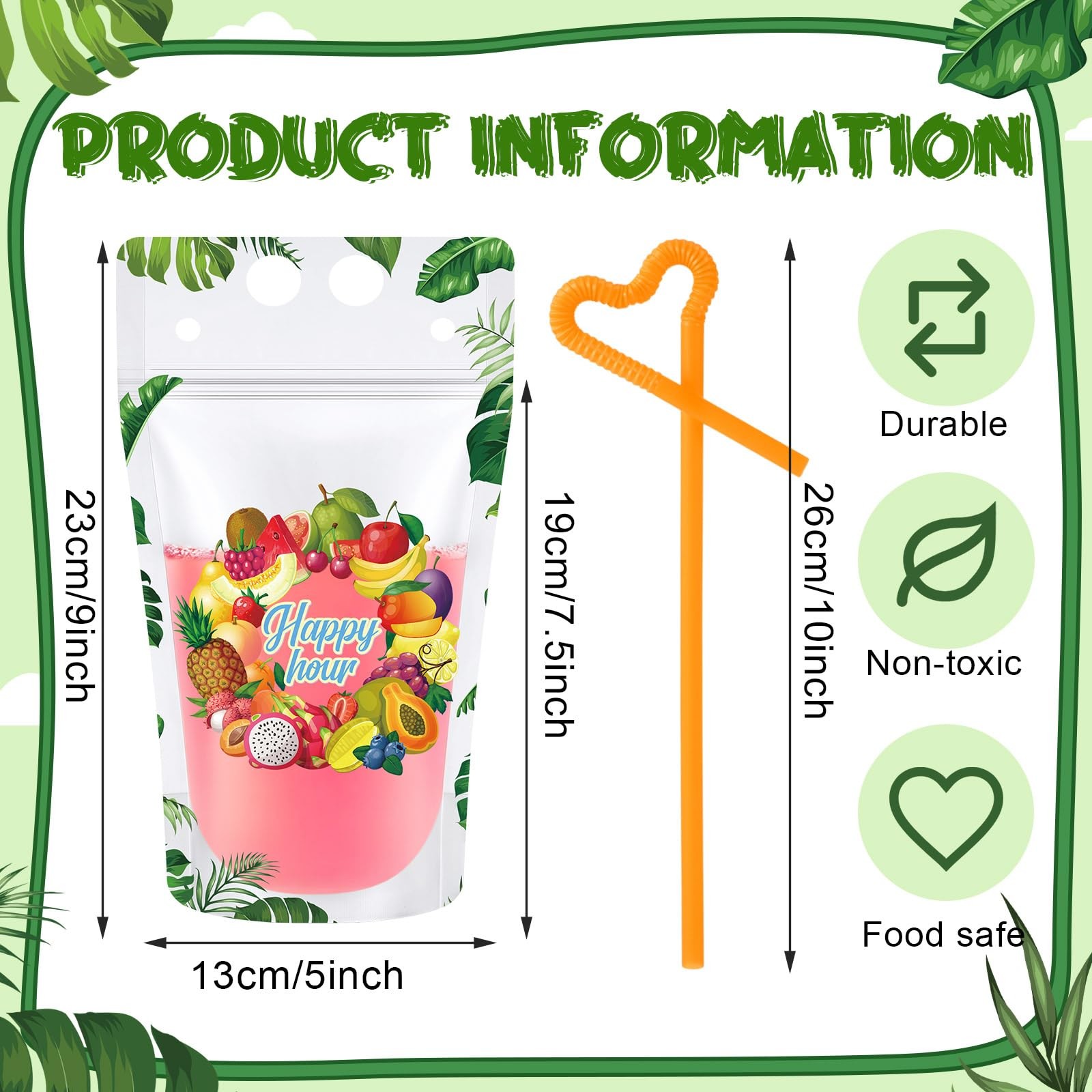 Nuenen 600 Pack Drink Pouches 600 Straws 17 Oz Plastic Juice Bags For Adults