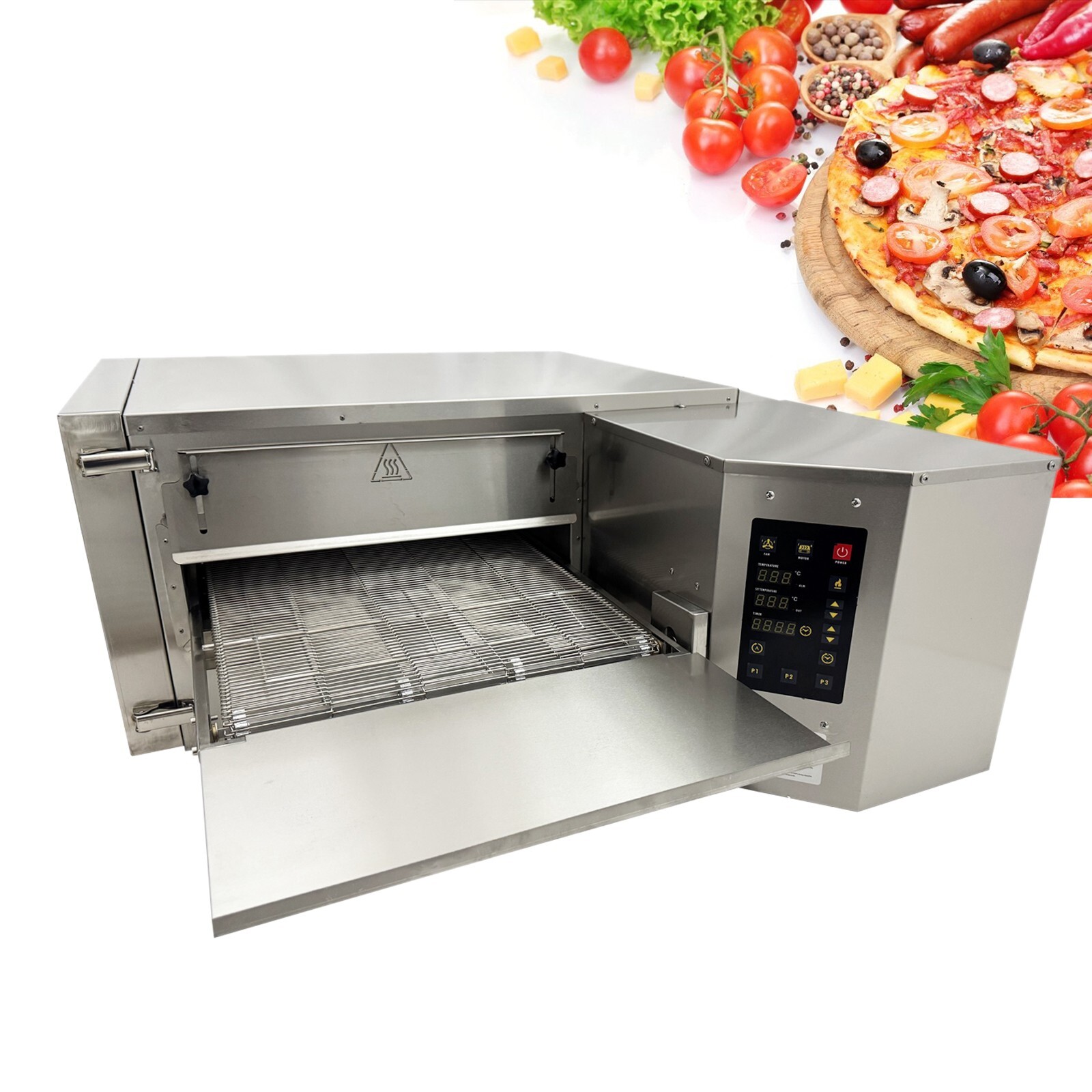 220V 3PH 9kW Commercial Electric Conveyor Pizza Oven 18″ Stainless Steel Baking