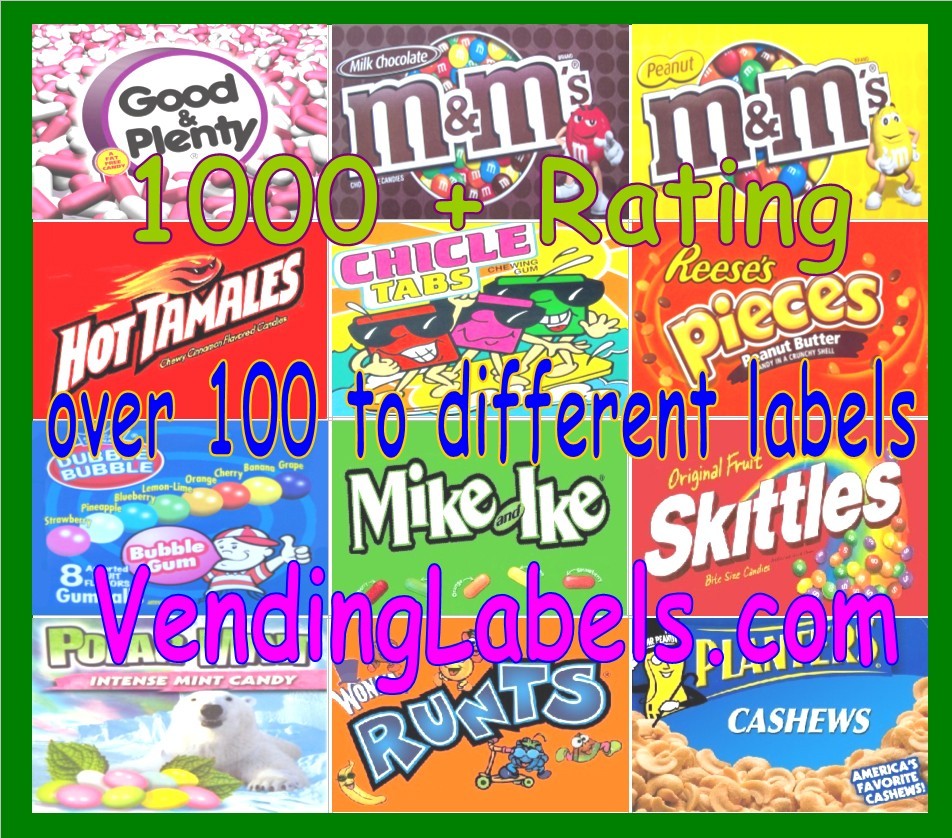 50 Heavy Duty Laminated 1.5 x 3 Vending Labels MIX & MATCH ANY
