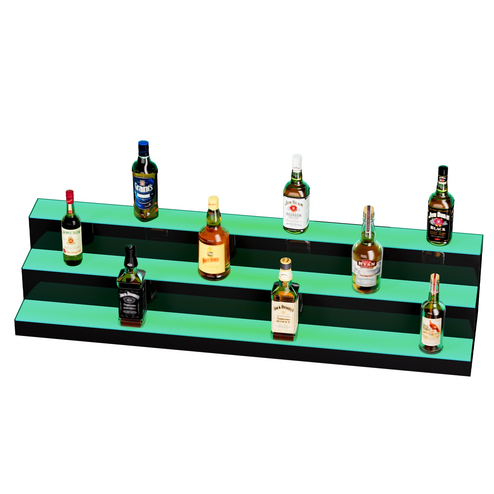 VEVOR LED Lighted Liquor Bottle Display Bar Shelf RF & App Control 48″ 3-Step