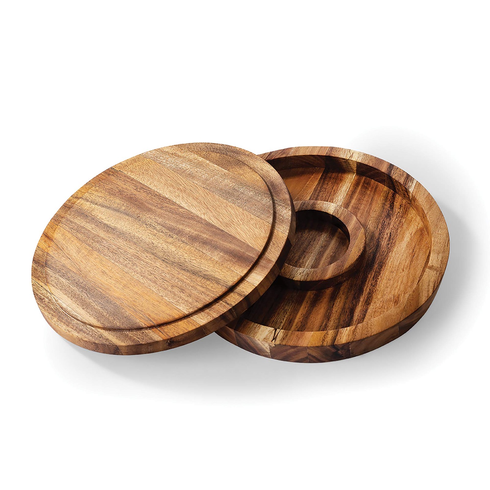 Outset 3-in-1 Acacia Wood Salt Rimmer, Cutting Board and Storage Container, 6.4″