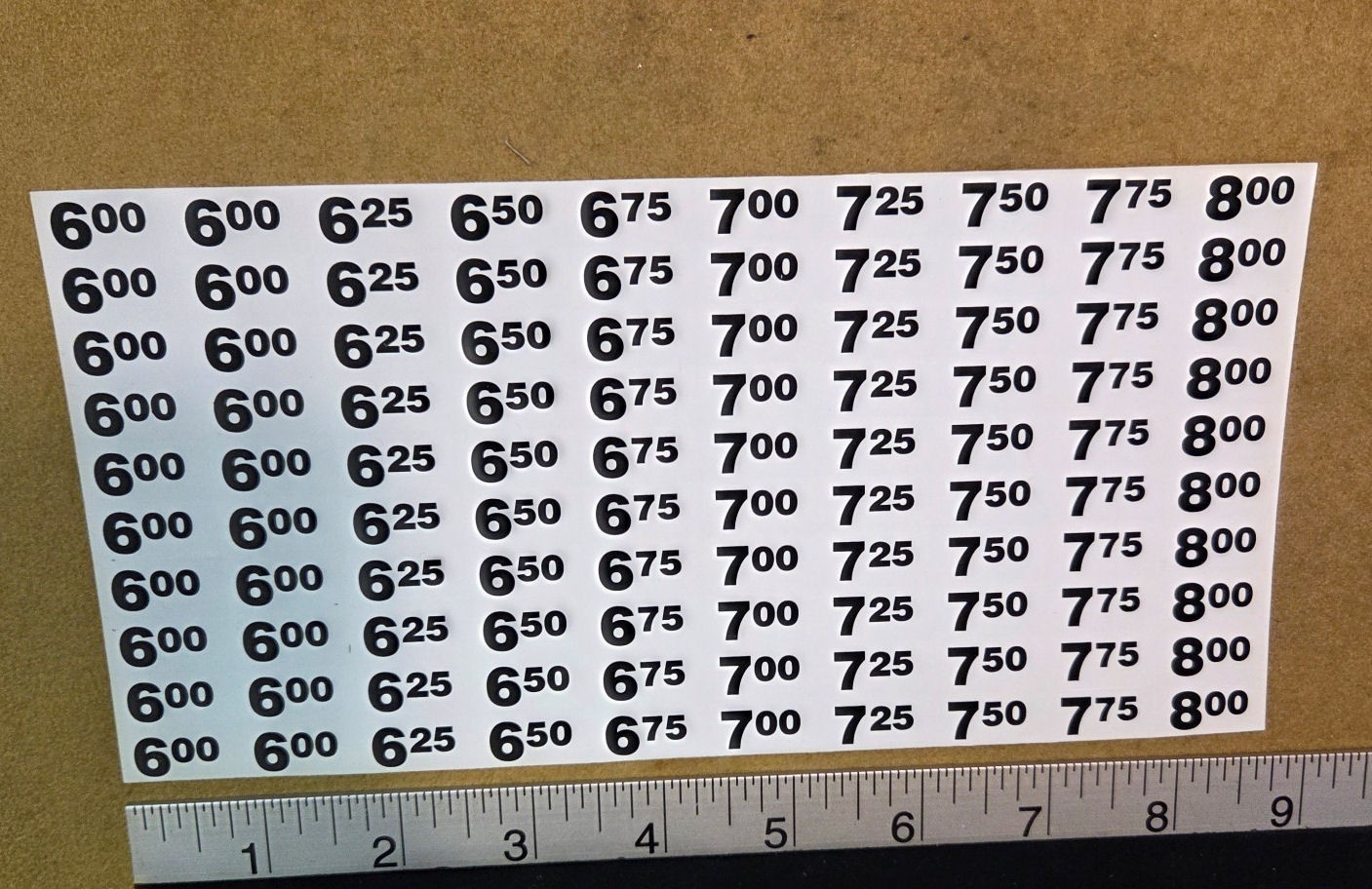 (AP) Automatic Products snack vending machine price labels $4.00 $8.00 qty. 100