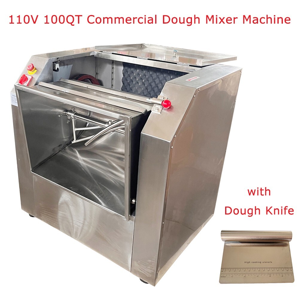 PreAsion® Commercial Dough Mixer Machine 110V Dough Kneader 100QT Knead Capacity