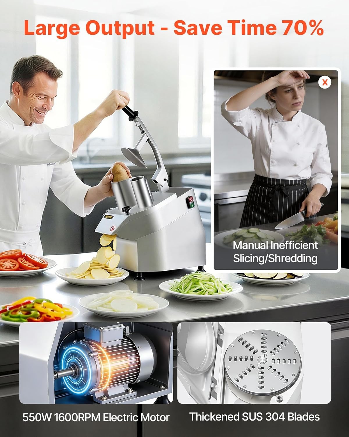 Vegetable Cutter Commercial Food Processor 5 Disks Fruit Vegetable Processor