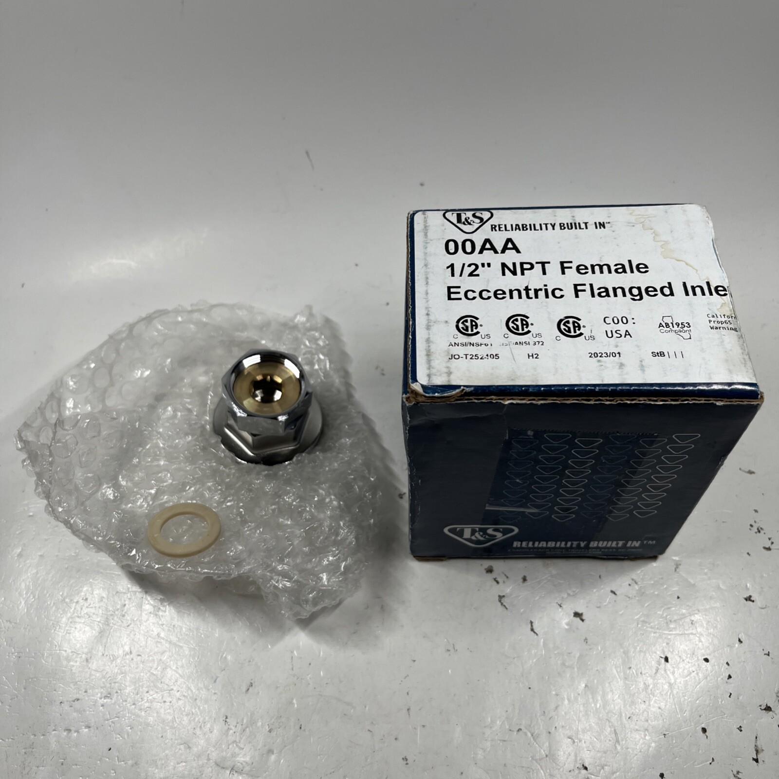 T&S Brass 1/2 Npt Female Eccentric Flanged Inlet 00AA – Free Shipping + Geniune
