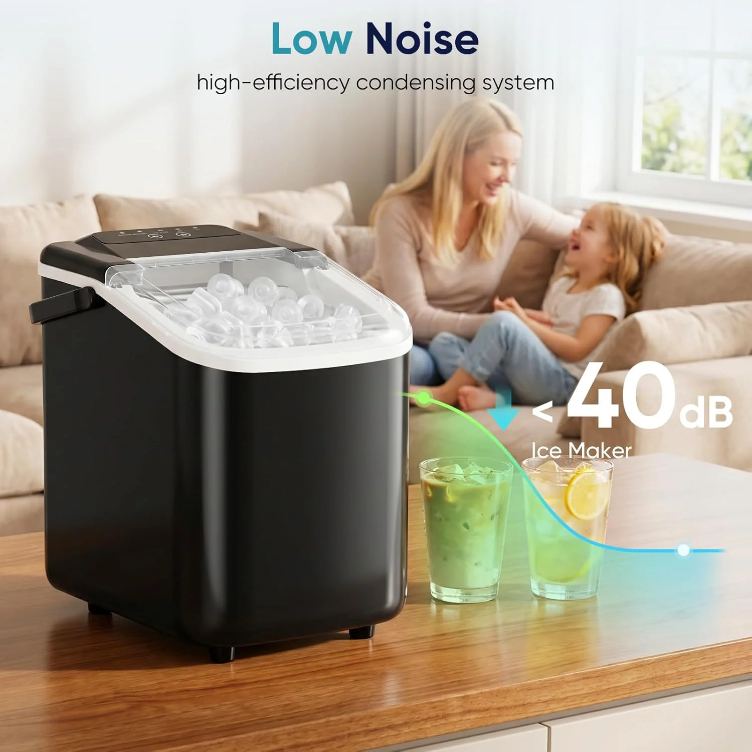 Ice Maker Countertop Machine Portable 26lbs 9 Bullet Ice Cubes Kitchen Scoop
