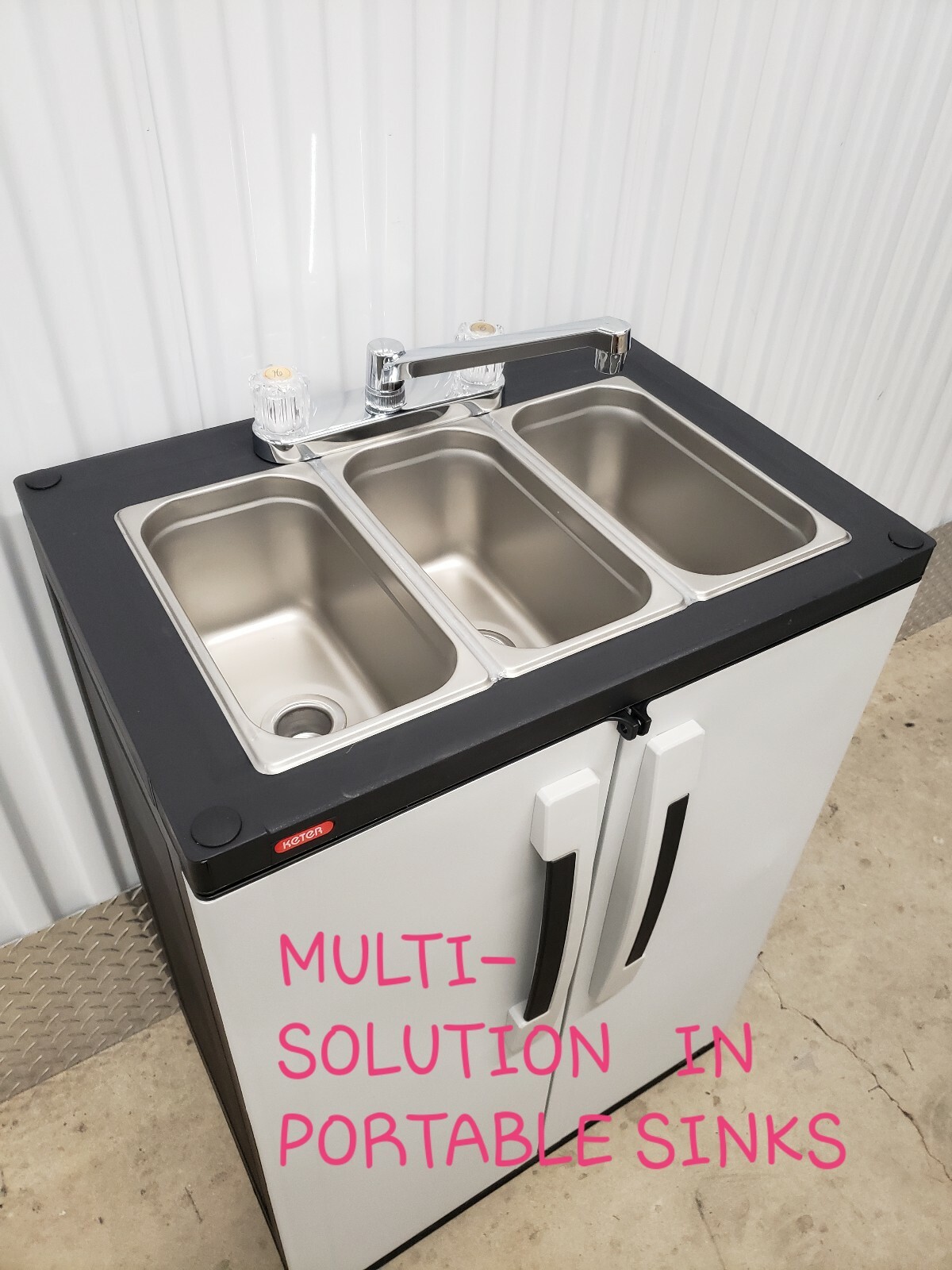 Portable sink mobile Self contained Hot Water concession three COMPARTMENT 110V
