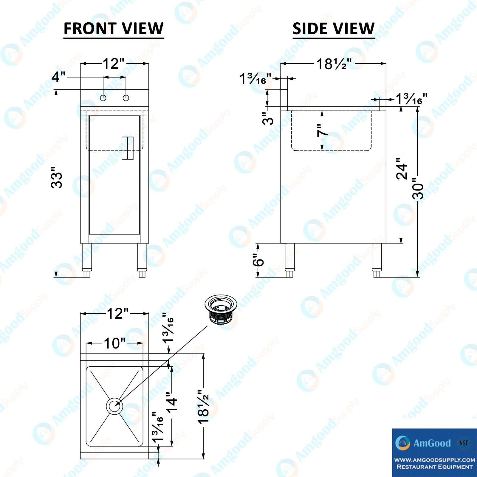 18.5 in. Underbar Hand Sink with Cabinet – 18 1/2 in. x 12 in. x 30 in.