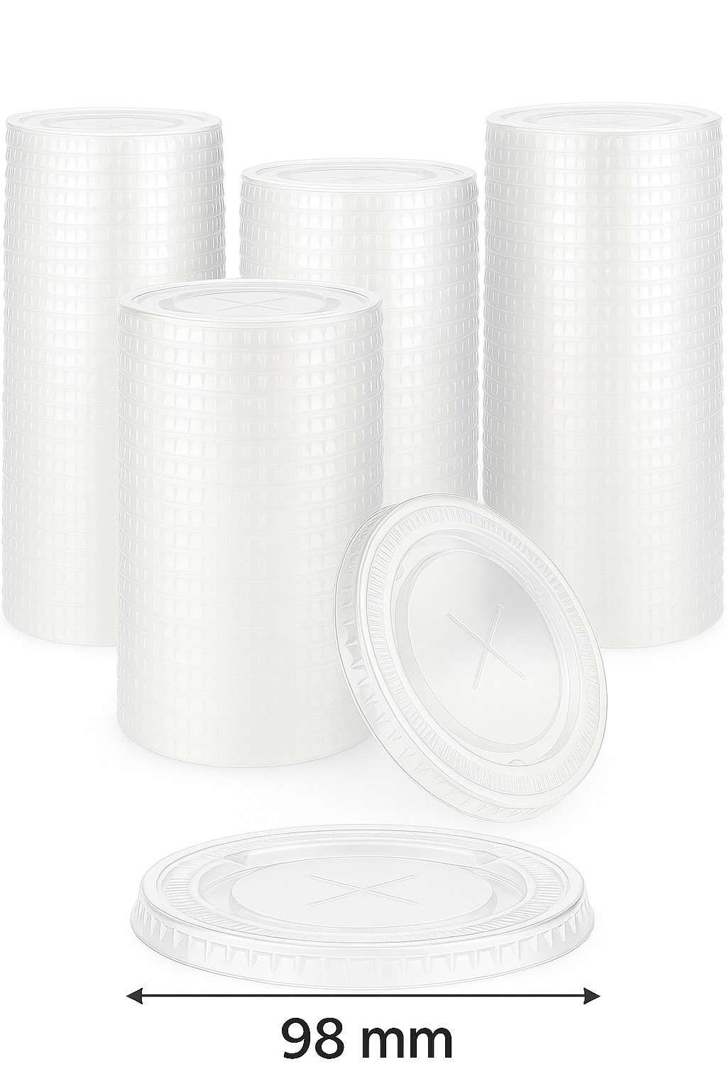 500 Clear Flat Lids with Straw Slot – Disposable PET Plastic Cup Lids