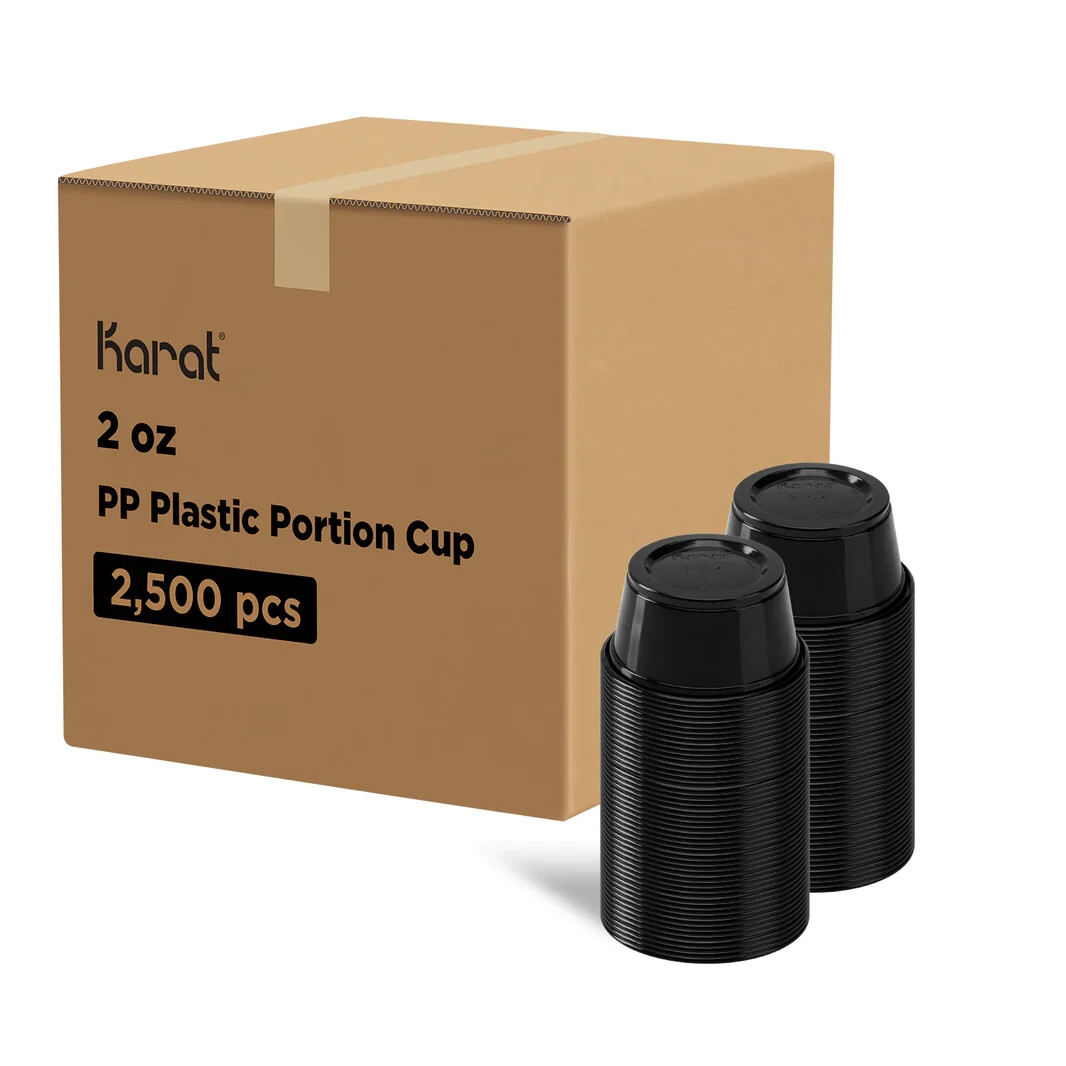 Karat 2oz high quality polypropylene (PP) Plastic Portion Cups (Black, 2,500pcs)