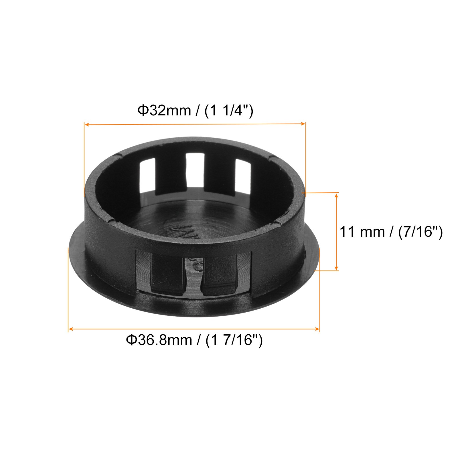 32Pcs 32mm(1 1/4′) Black Nylon Plastic Round Locking Hole Plugs Insert End Caps
