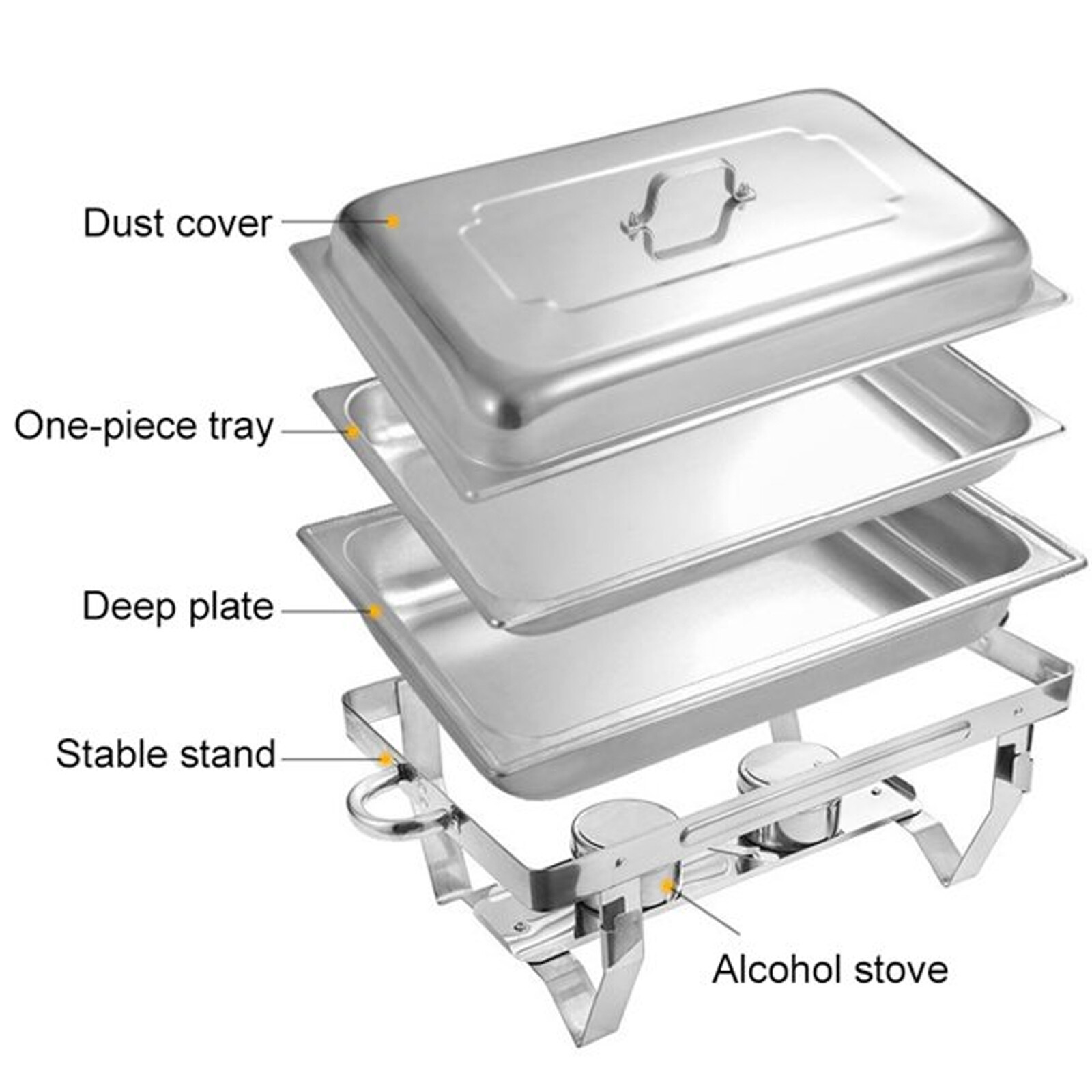 9.5 QT 6 PACK CATERING STAINLESS STEEL BUFFET CHAFER CHAFING DISH SETS FULL SIZE