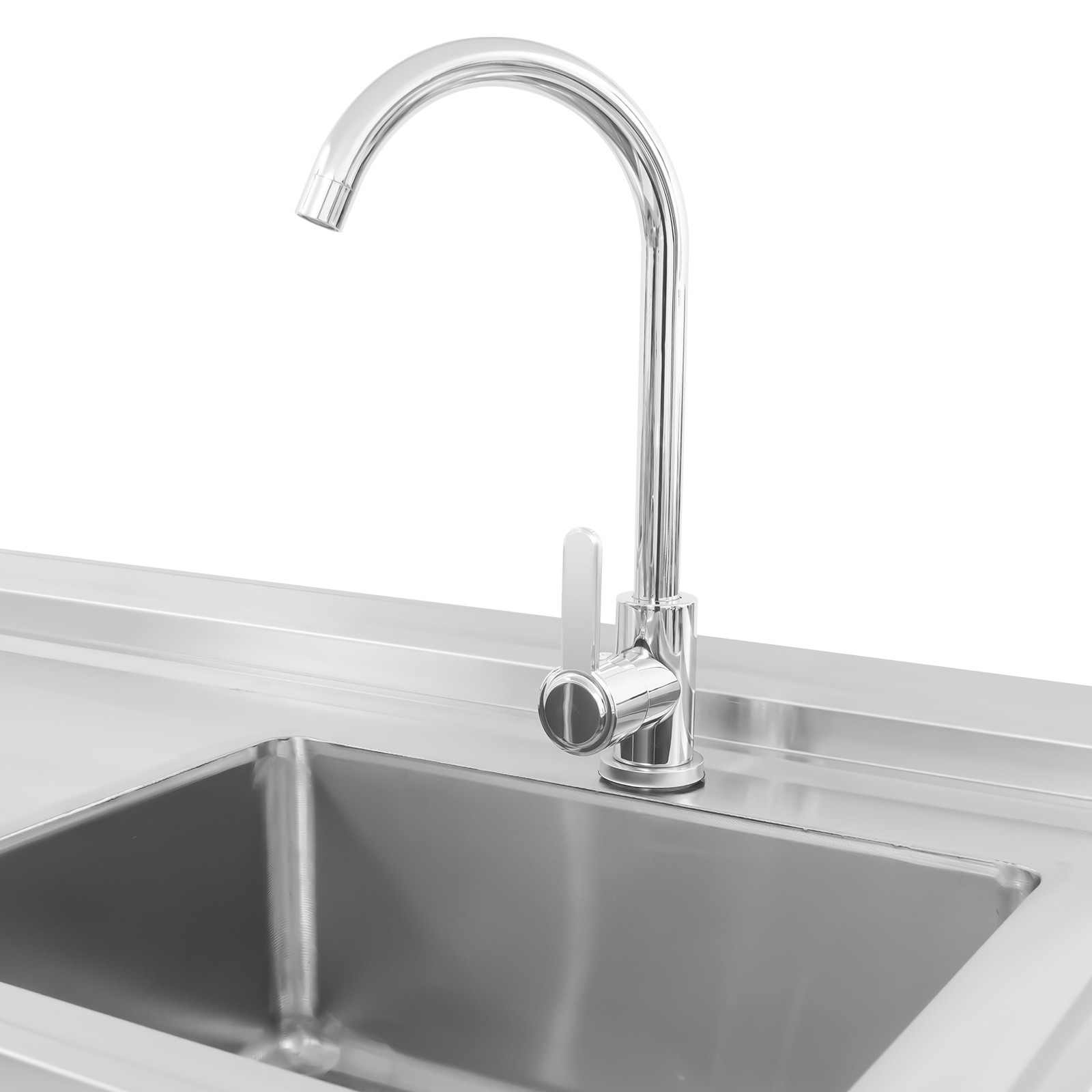 Kitchen Freestanding Stainless Steel Utility Sink w/ Cabinet Pull-Out Faucet