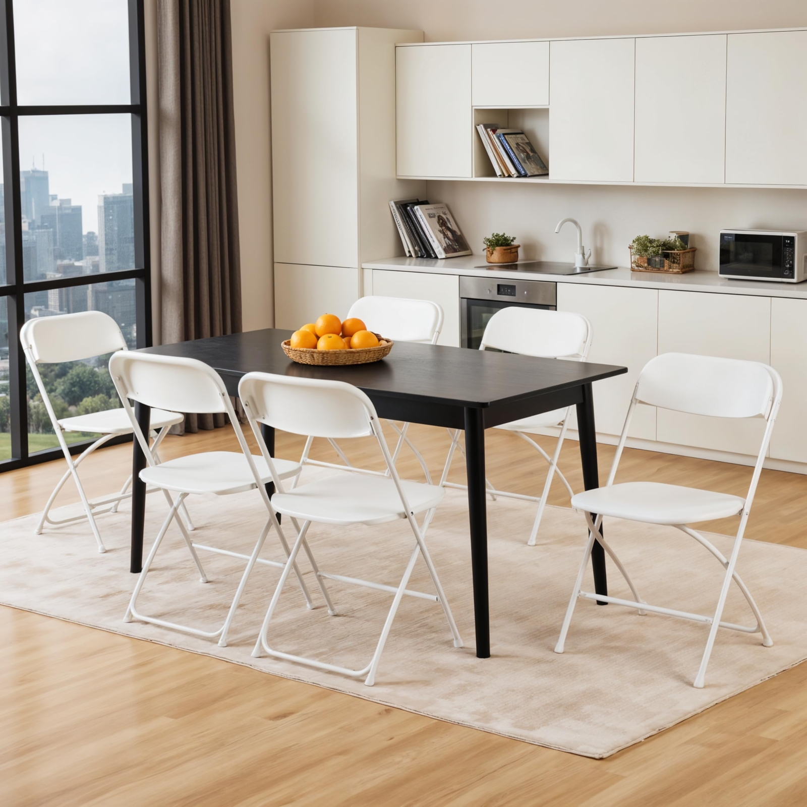6 Pack Folding Chair Plastic Foldable Stackable Portable Outdoor/Indoor White