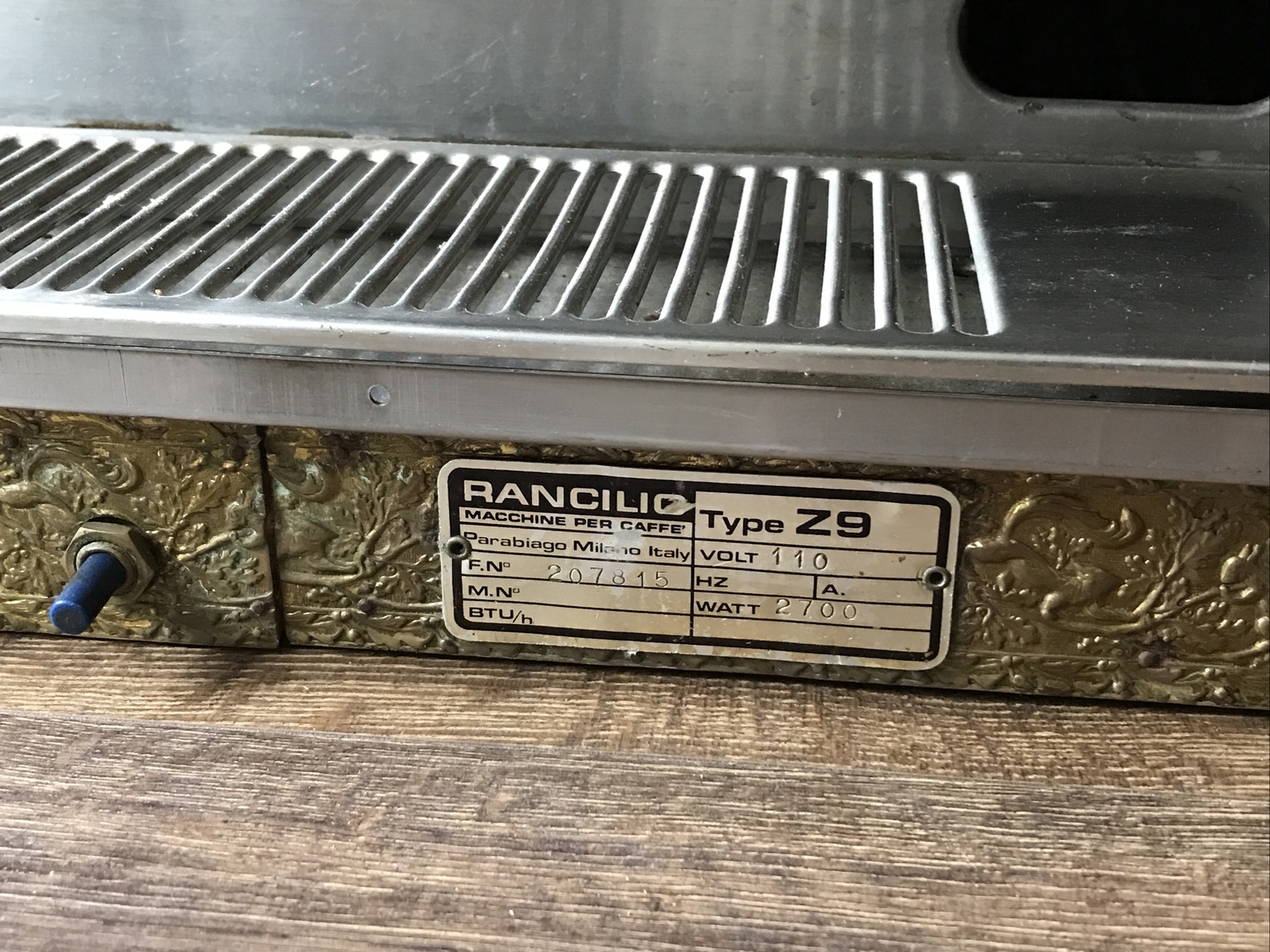 Rancilio Z9 COPPER & BRASS Semi Automatic Espresso Machine 120V FREE SHIP