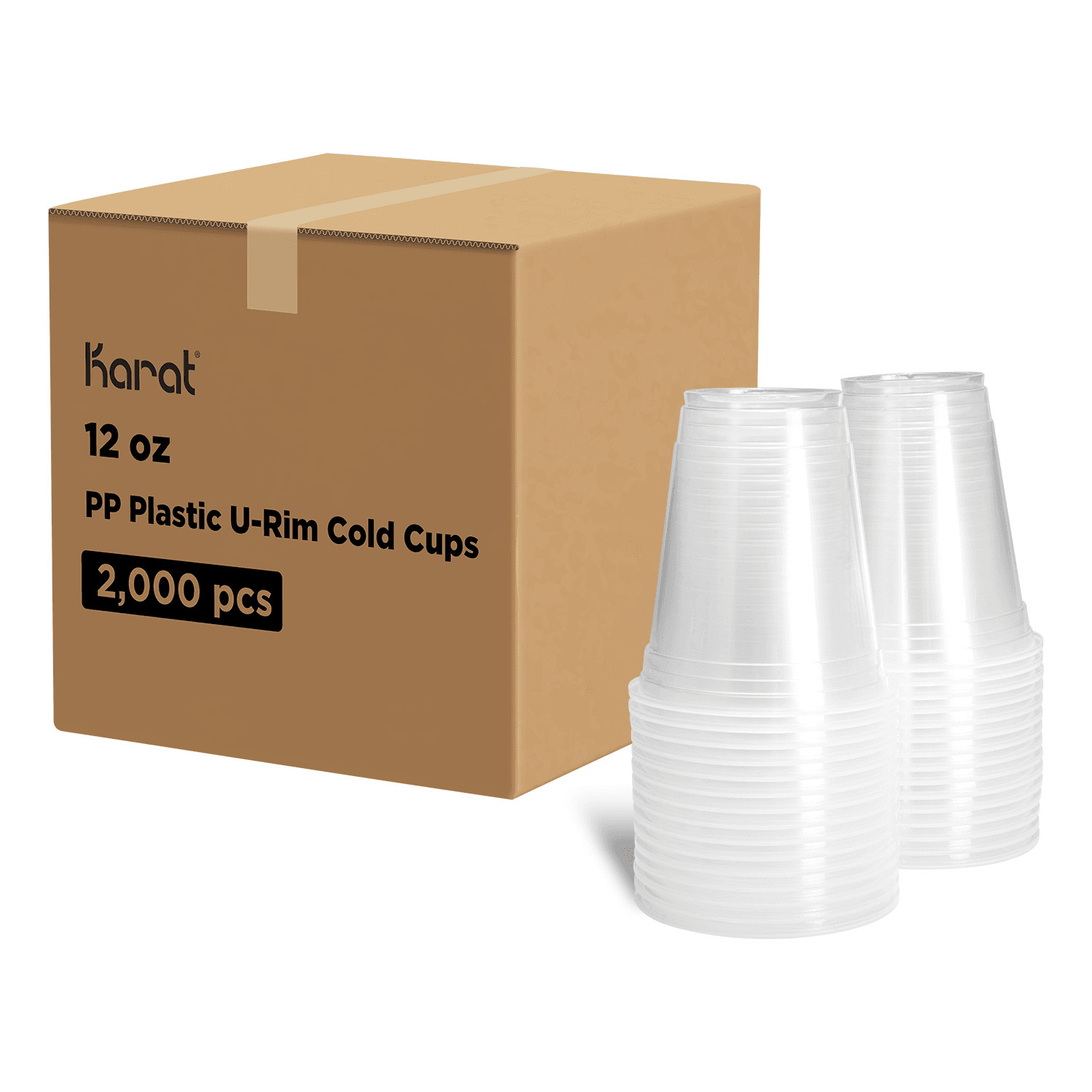 Karat 12oz PP Plastic U-Rim Cold Cups (95mm) – 2,000 ct, C1010 (Karat)
