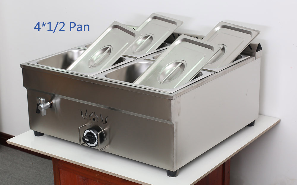 LP GAS 4 Pan Propane Bain-Marie Buffet Food Warmer 27″ Steam Table 1/2 Size Pan