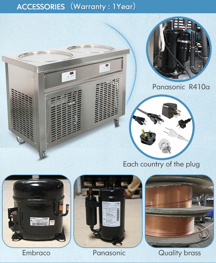 ETL NSF 55cm(22″) Double round pans rolled ice cream machine,ice cream maker