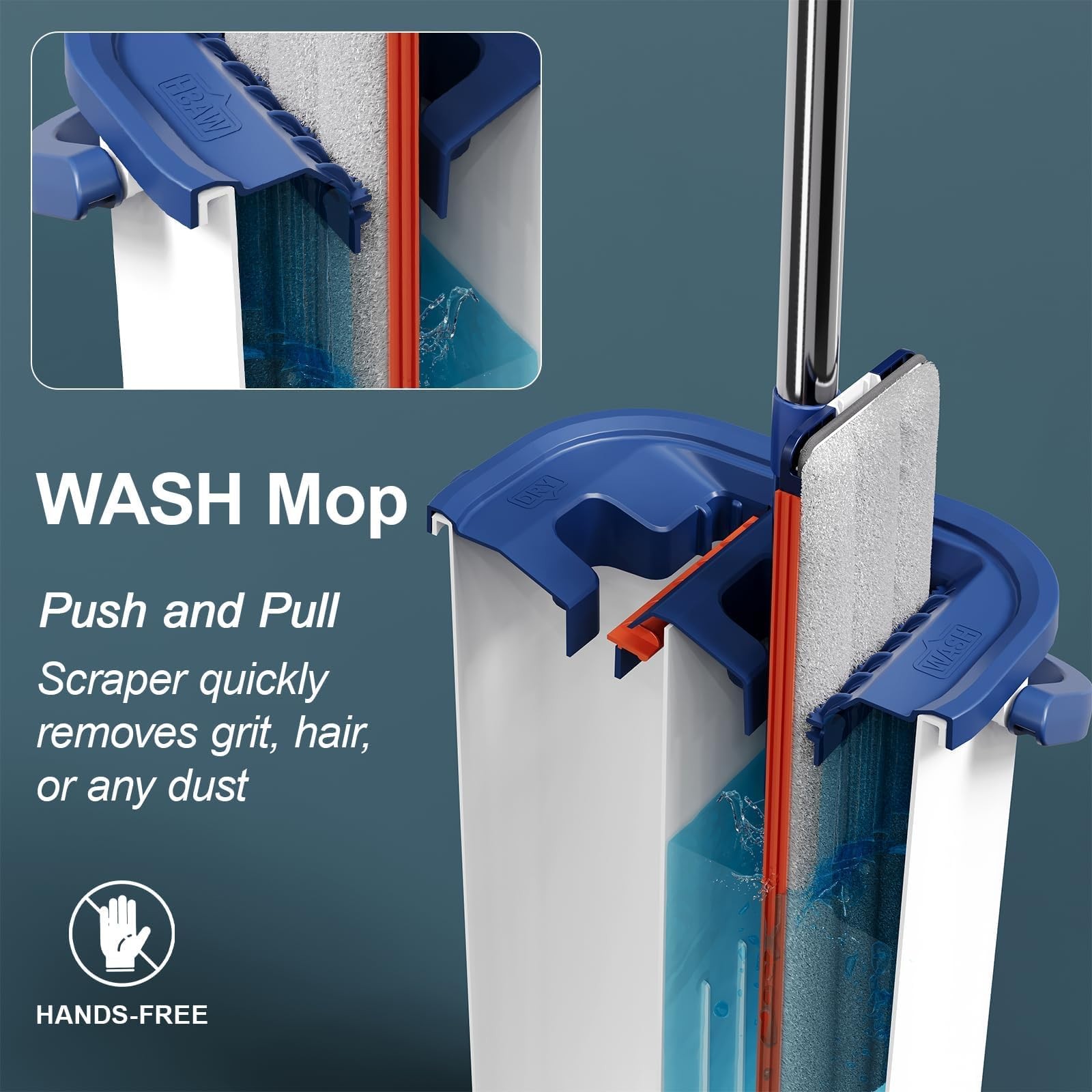 Wfjinhan 16 Inch Dual-Bucket Spin Mop Set Wringing System360 Rotating Flat Mop