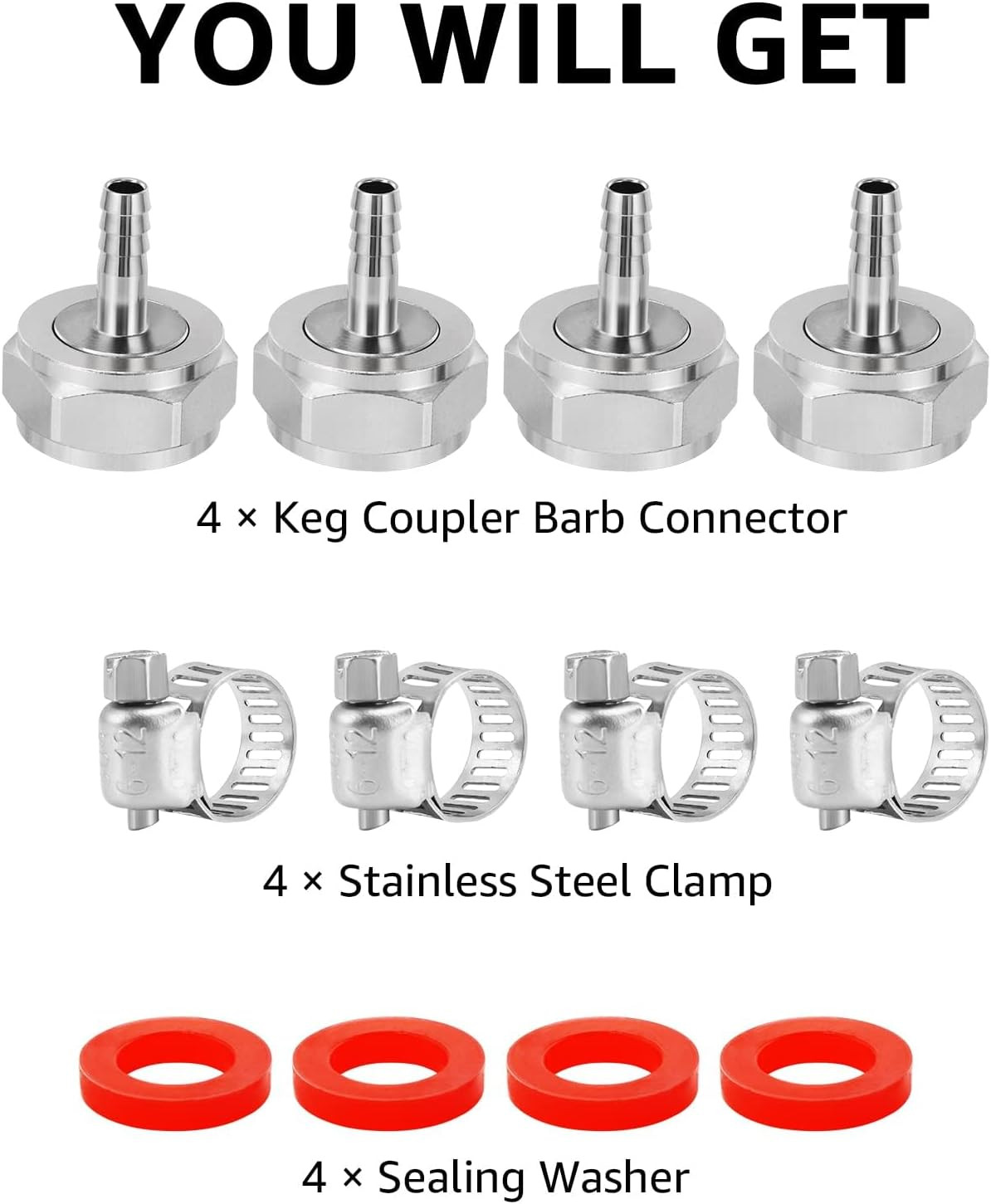 Keg Coupler Barb Connector 1/4» Barb G5/8 Thread Hex Nut 3/16 Beer Line Connect