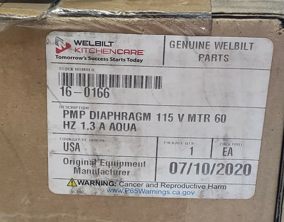 Welbilt Aquatech 16-0166 Pump Diaphragm 115 V Mtr 60 Hz – Genuine DDP7800 Lancer