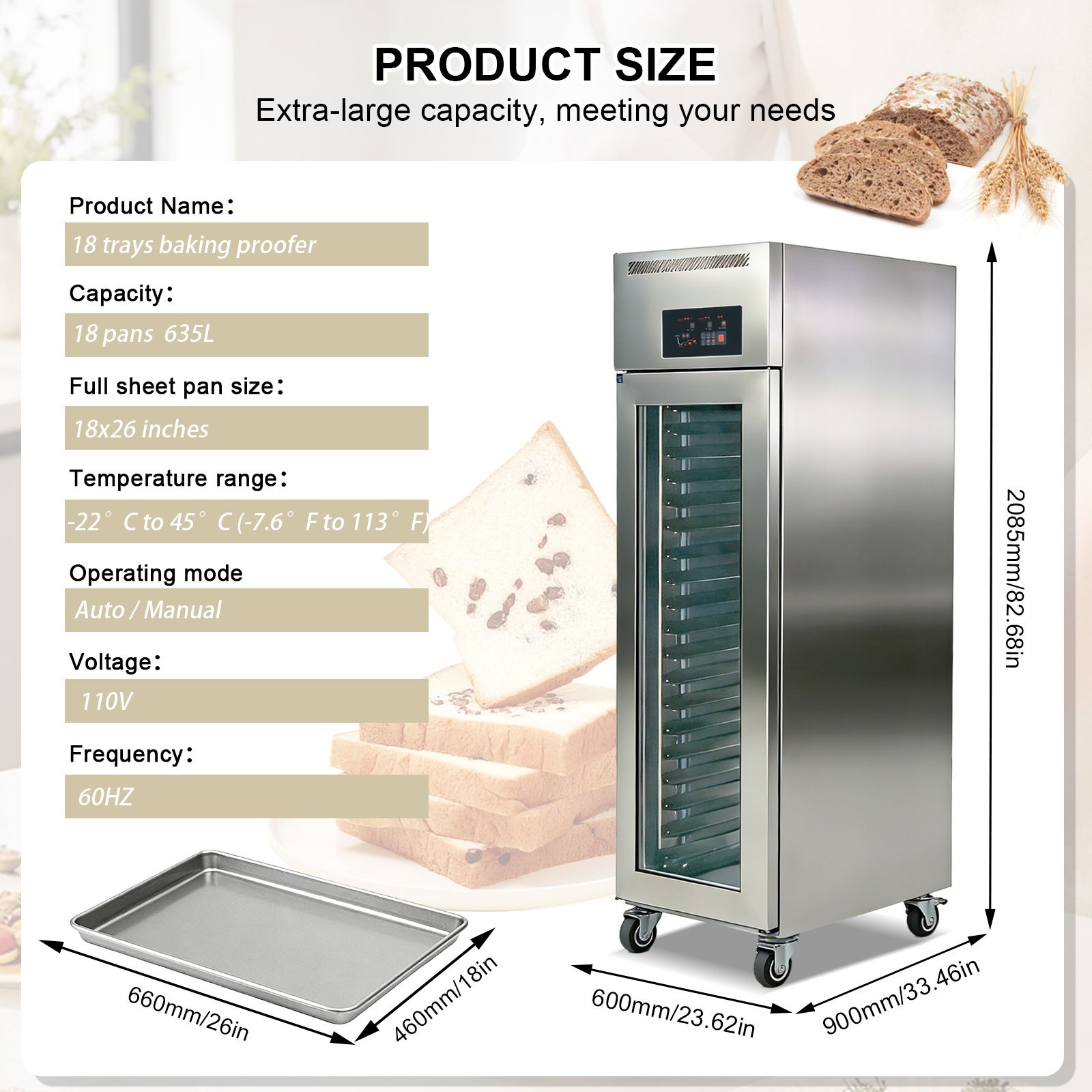 Kolice Commercial Dough Proofing Cabinets 18×26 inches Sheet Pans -22C to 45C