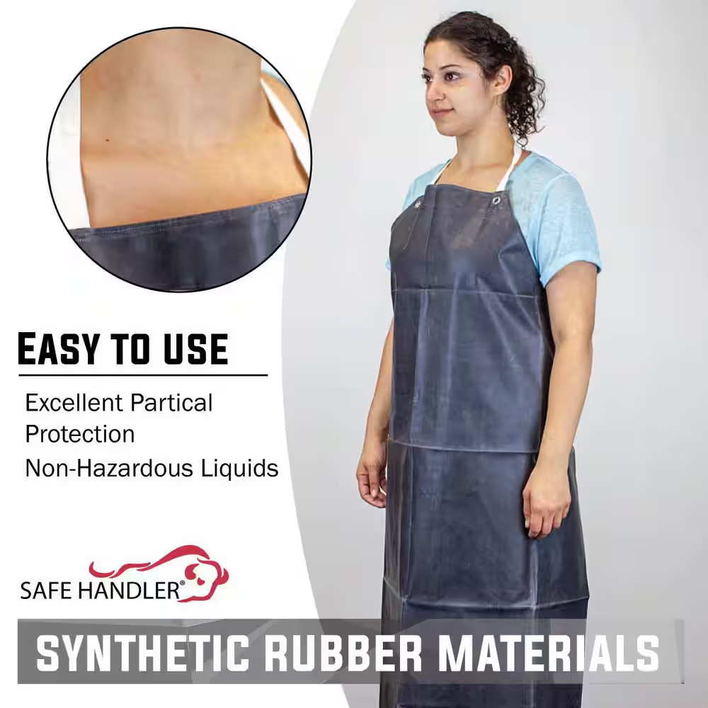 Black Heavy Duty Nitrile Industrial Bib Apron Chemical and Oil Resistant