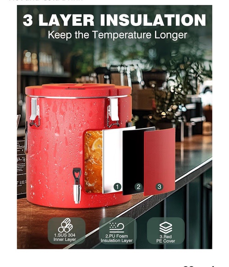 4 Gallon Insulated Beverage Dispenser – Stainless Steel Coffee Carrier