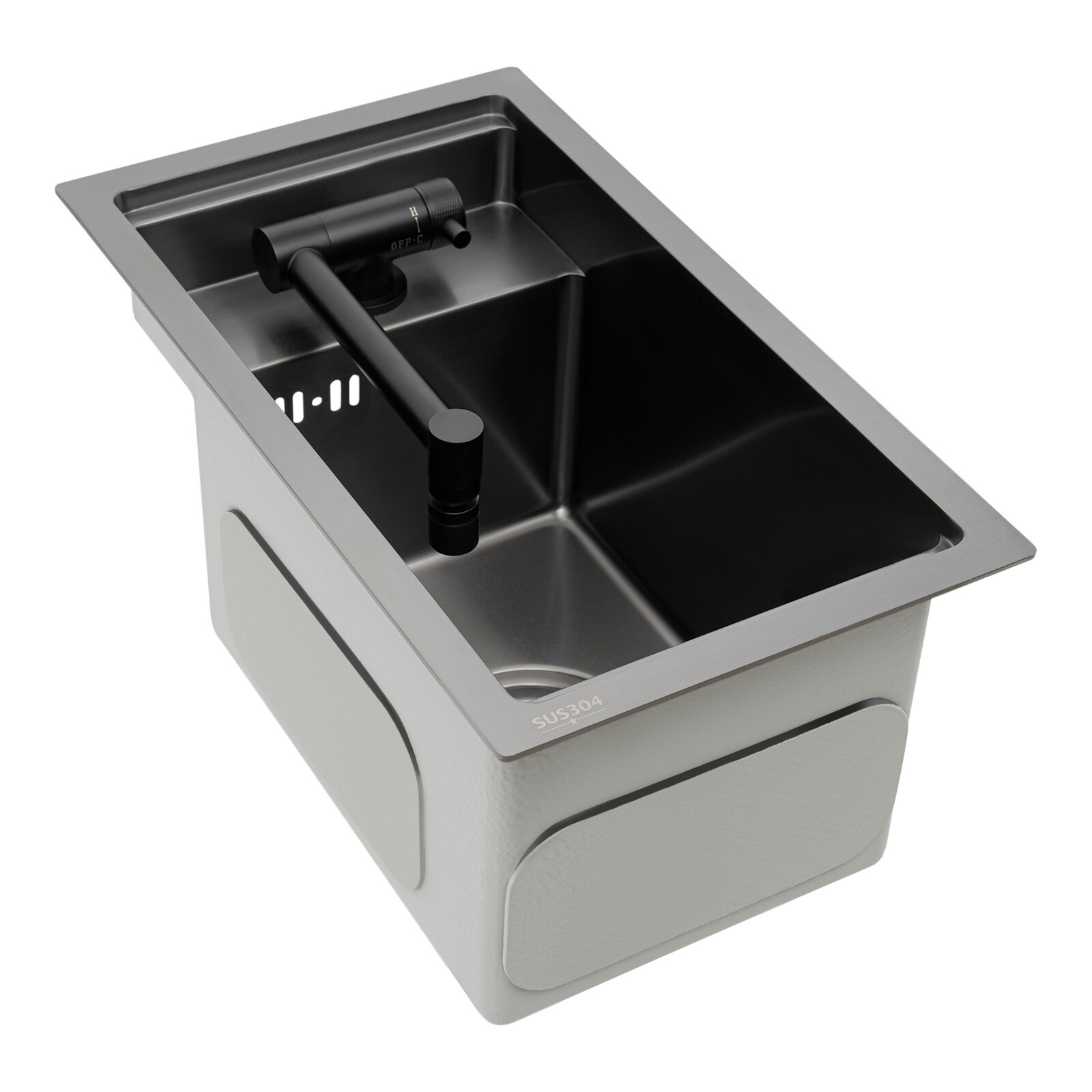 Single Bowl Kitchen Bar Sink Hidden Drop-in Kitchen Sink with Folding Faucet