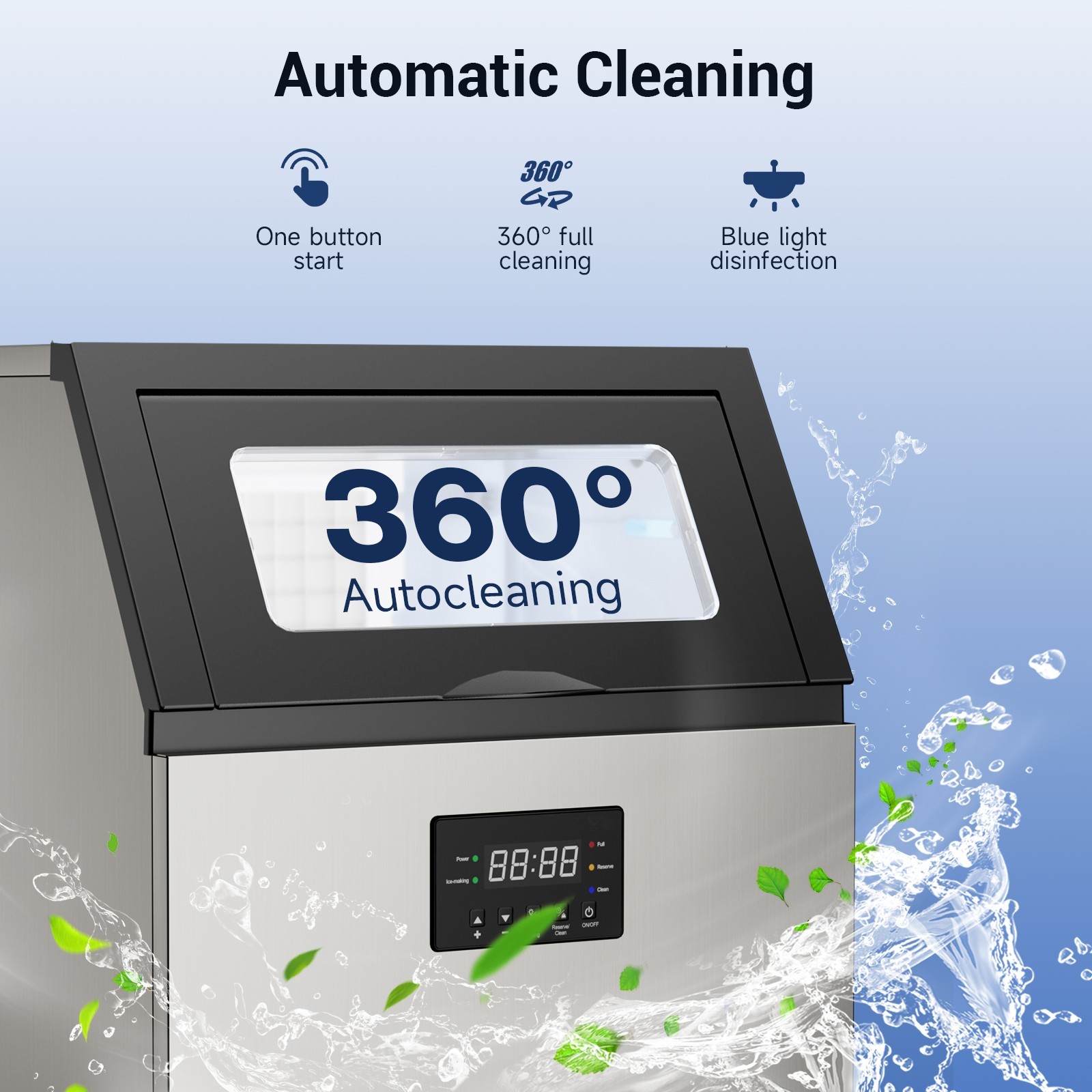150lbs/24H Commercial Ice Maker Freestanding Ice Cube Machine with 45 Ice Cubes