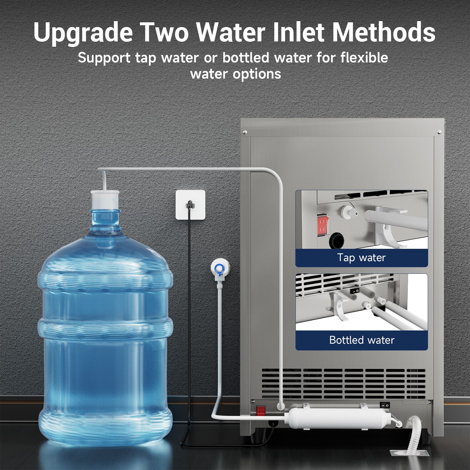 150LB/24h Built-In Commercial Ice Maker Stainless Ice Cube Machine Freestanding