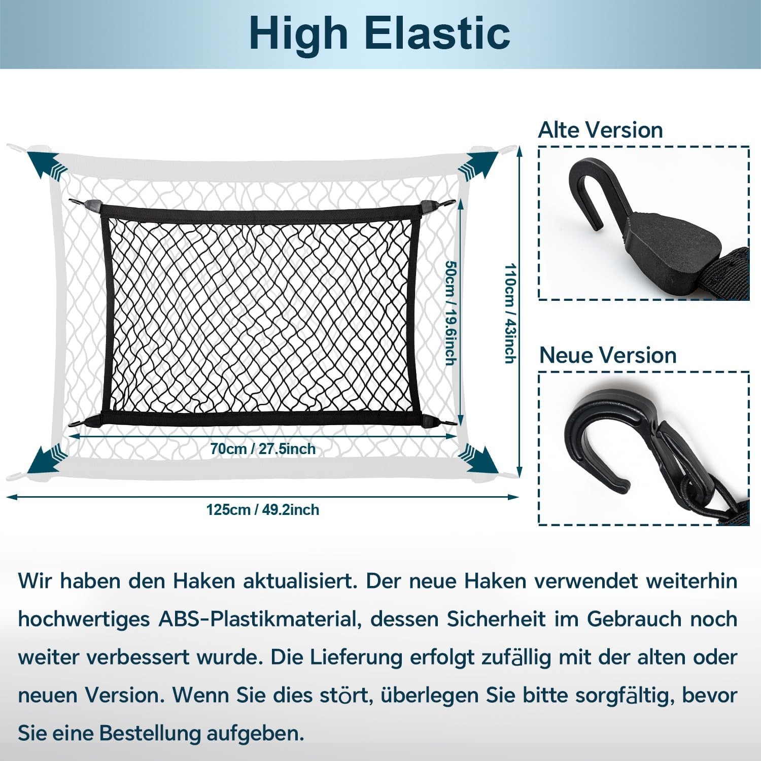 Pickup Truck Spandex Bed Net 120x120cm – 1-Layer +4 Hooks for Cargo Securing