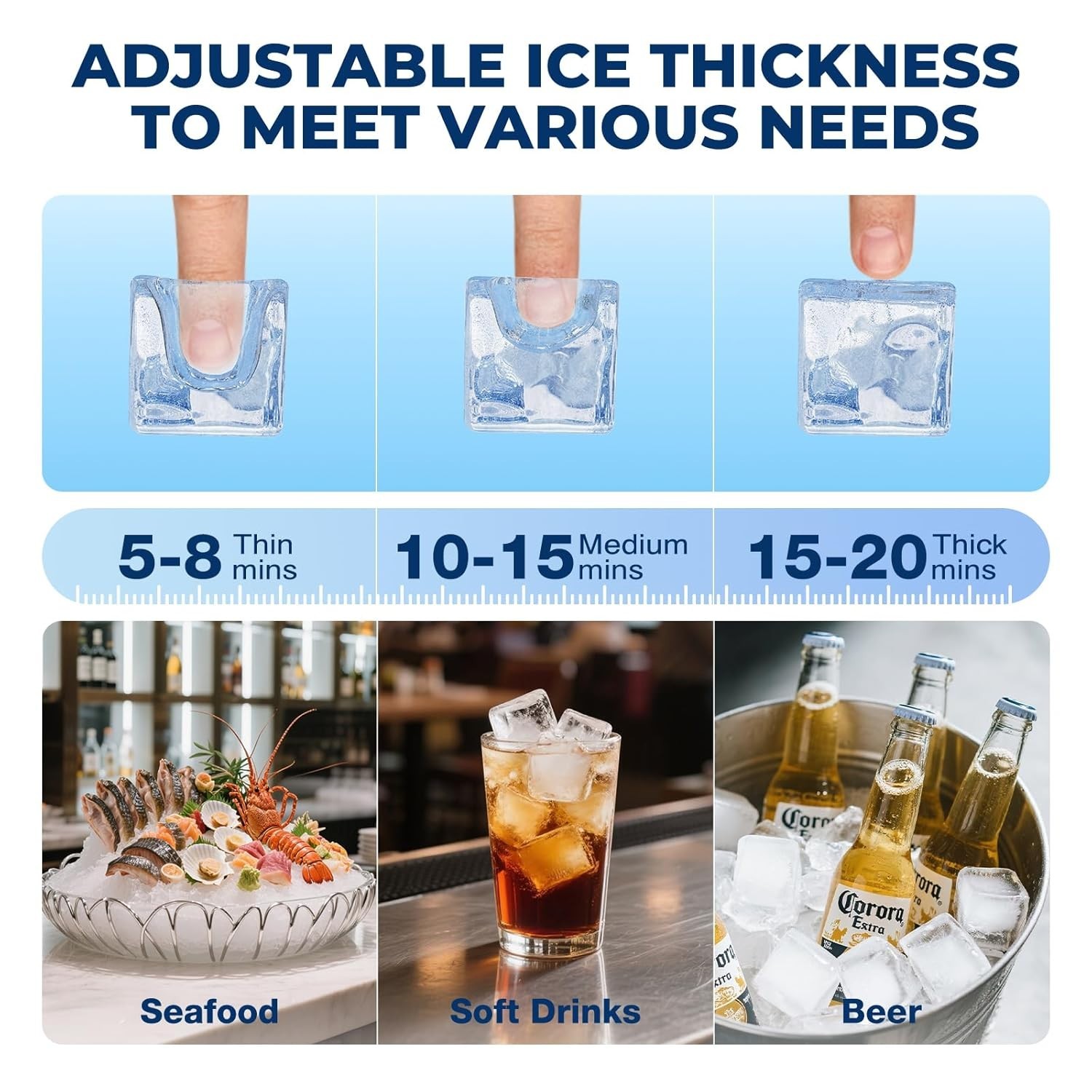 Commercial Ice Maker Machine 580LBS/24H, 400lbs Storage Bin, Auto Self-Cleaning
