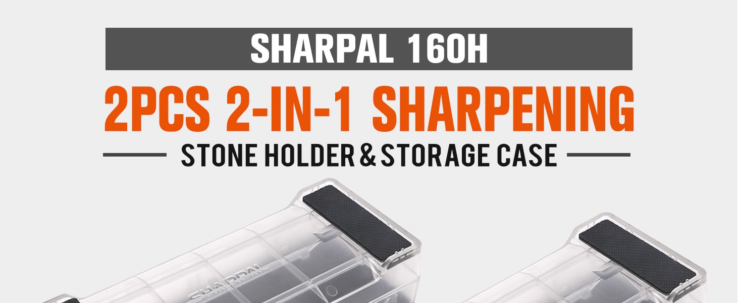 160H 2PCS 2-in-1 Whetstone and Knife Sharpening Stone Holder & Storage Case with