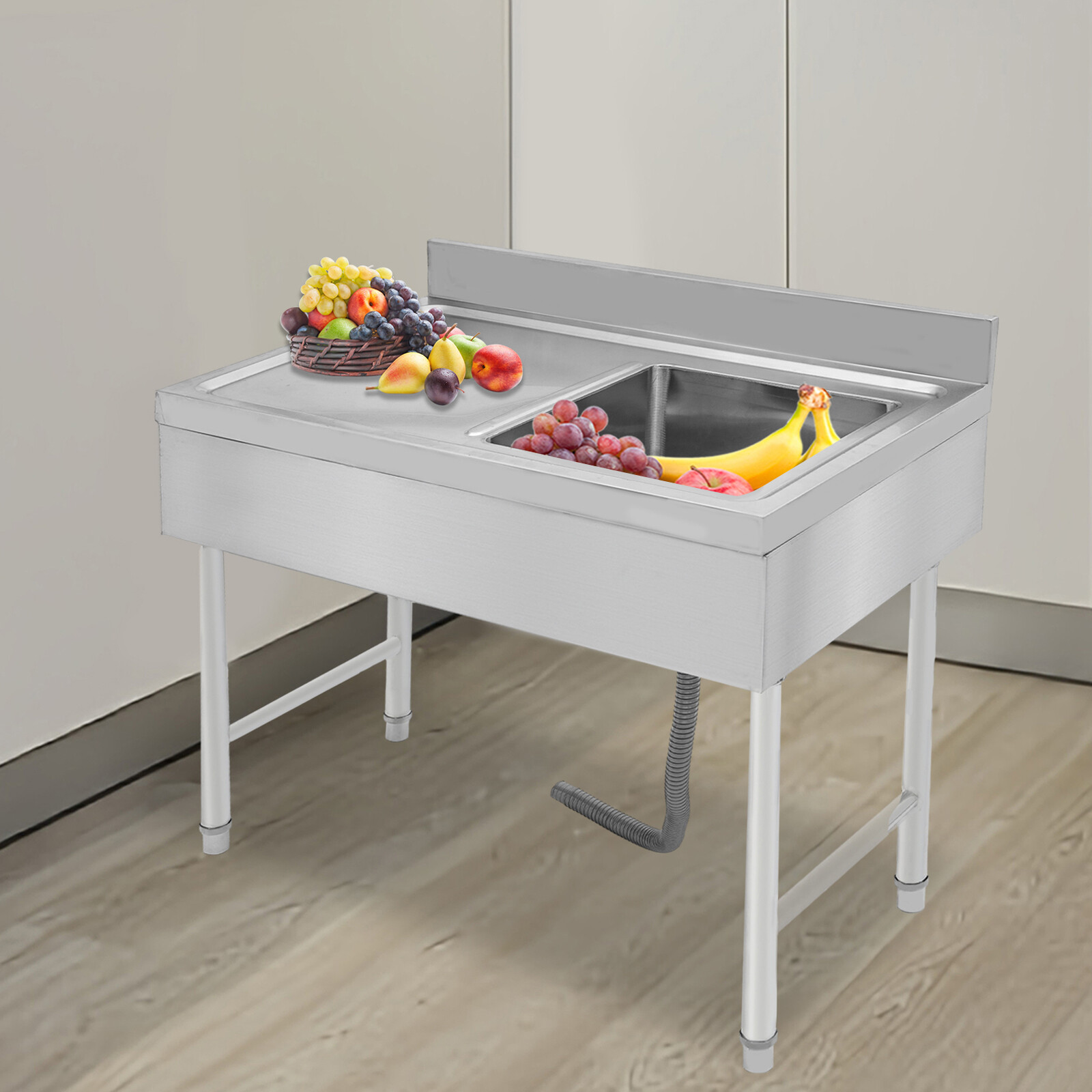 39.3″ Stainless Steel Commercial Sink Restaurant Kitchen Sink Freestanding
