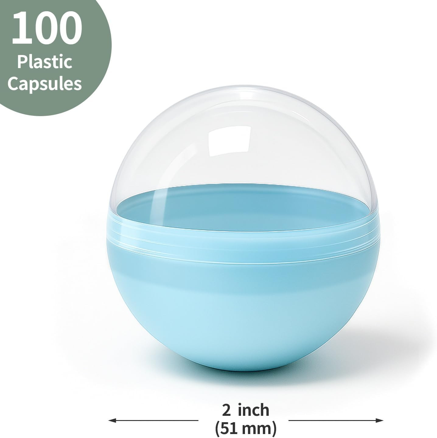 50Pcs 2 Inch Colored Vending Machine Capsules, Gumball Machine Capsules, Plastic
