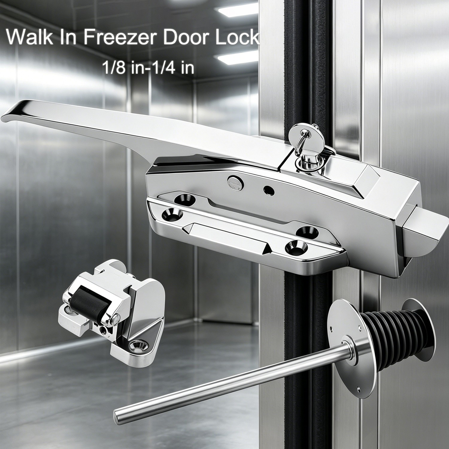 1/8 in to 1/4 in Walk-in Refrigerator Door Lock,Freezer Doors Handle,(For Flush)