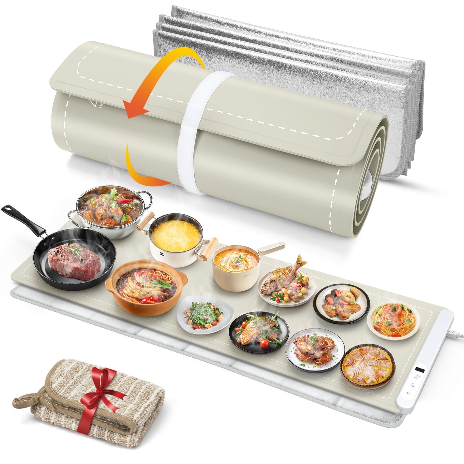 FYY Extra Long Warming 3X-Large Size: 43″x15″ with Heat-resistant Mat, Khaki