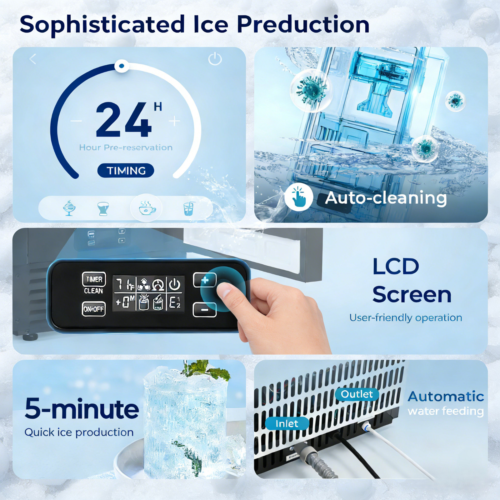 Ice Machine 66 lbs. / 24H Nugget Ice Bulit-in/Freestanding in Black