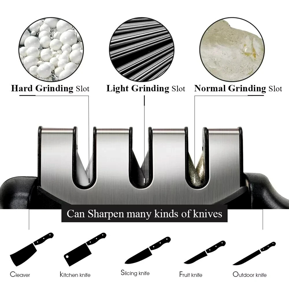 3 Stage Professional Kitchen Knife Blade Sharpener Tool Tungsten Diamond Ceramic