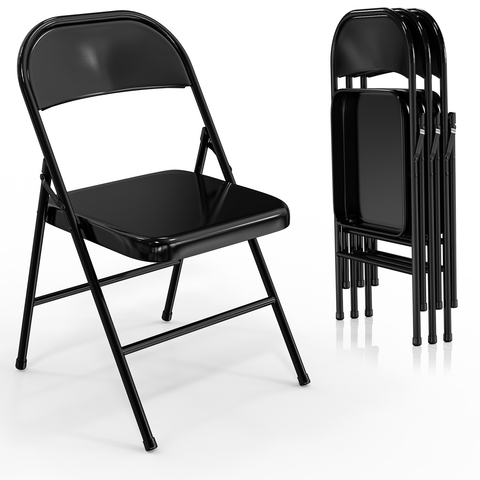 4 Pack Metal Frame Folding Chairs Portable Stackable Commercial Seat Steel Frame