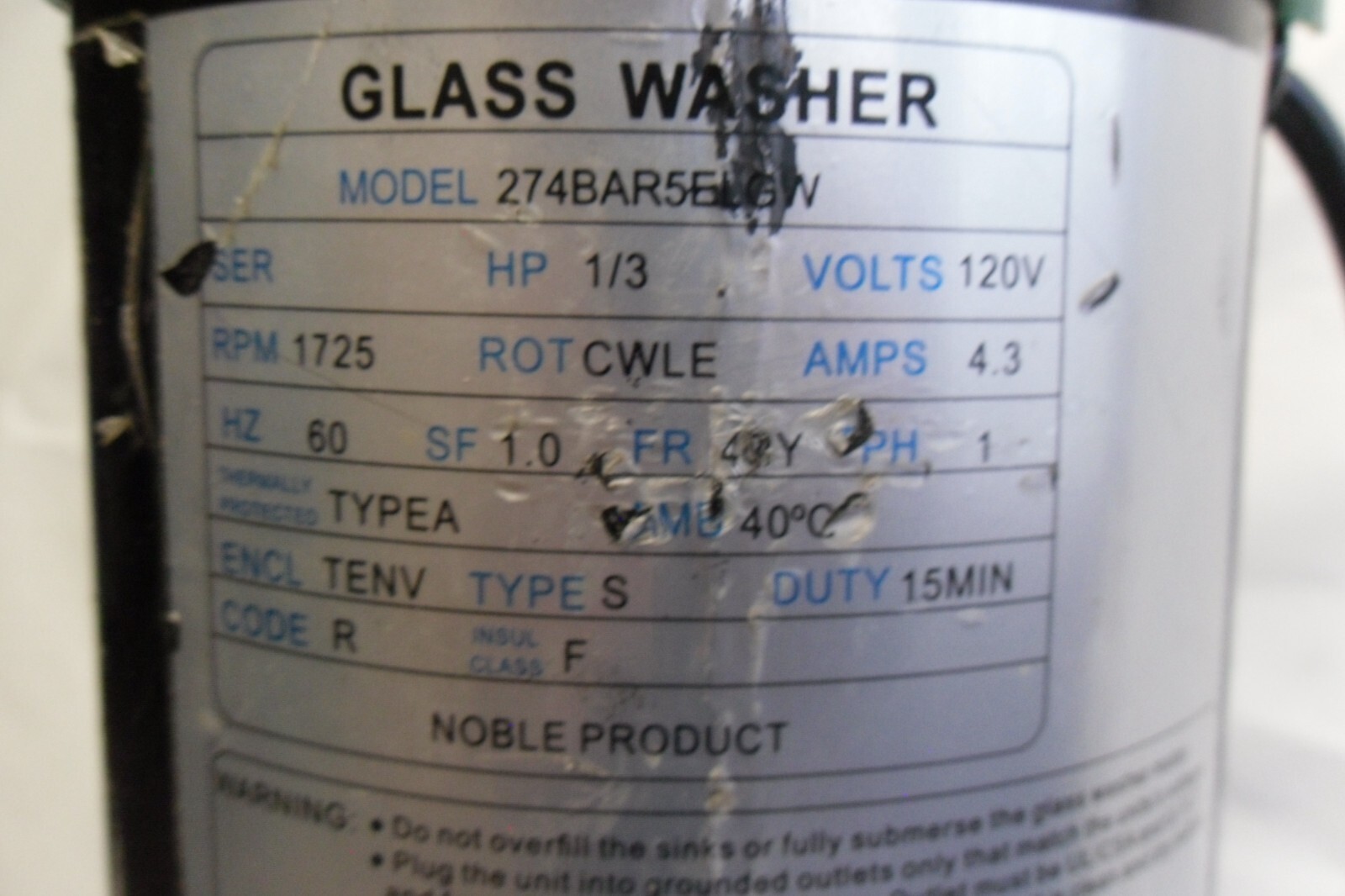 Noble Upright Green Monster 5-Brush Glass Washer 274BAR5ELGW