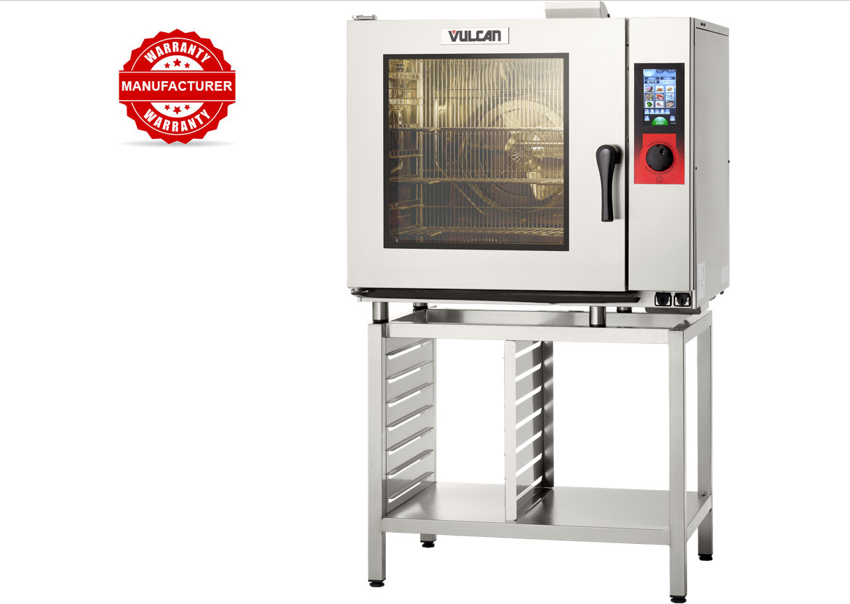New – 1-Year Warranty – Vulcan Half Size Electric Combi-Oven, Stand, TCM-61E-208