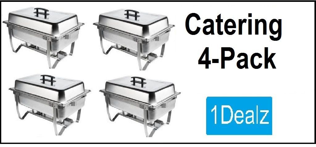 NEW CATERING 4 PACK FOLDING CHAFER CHAFING Dish Sets 8 QT PACK WITH $20 REBATE