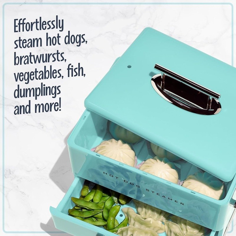 Hot Dog Steamer W/ Bun Warmer Electric Easy to Clean Diner Style 20 Hot Dogs New