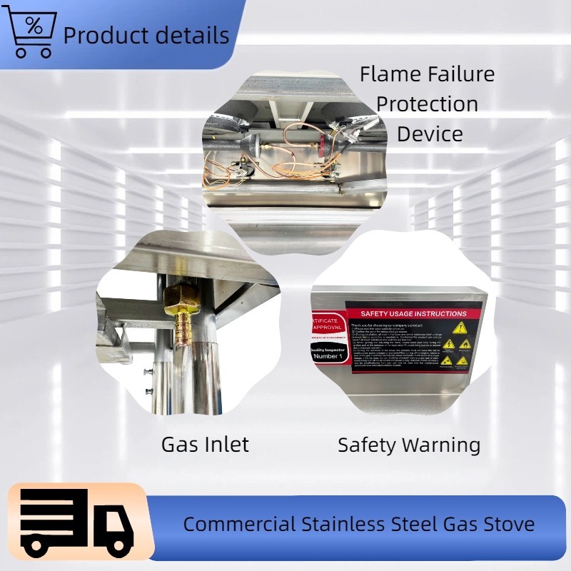 4.5kW Commercial Stainless Steel Liquefied Gas Stove Double Burner