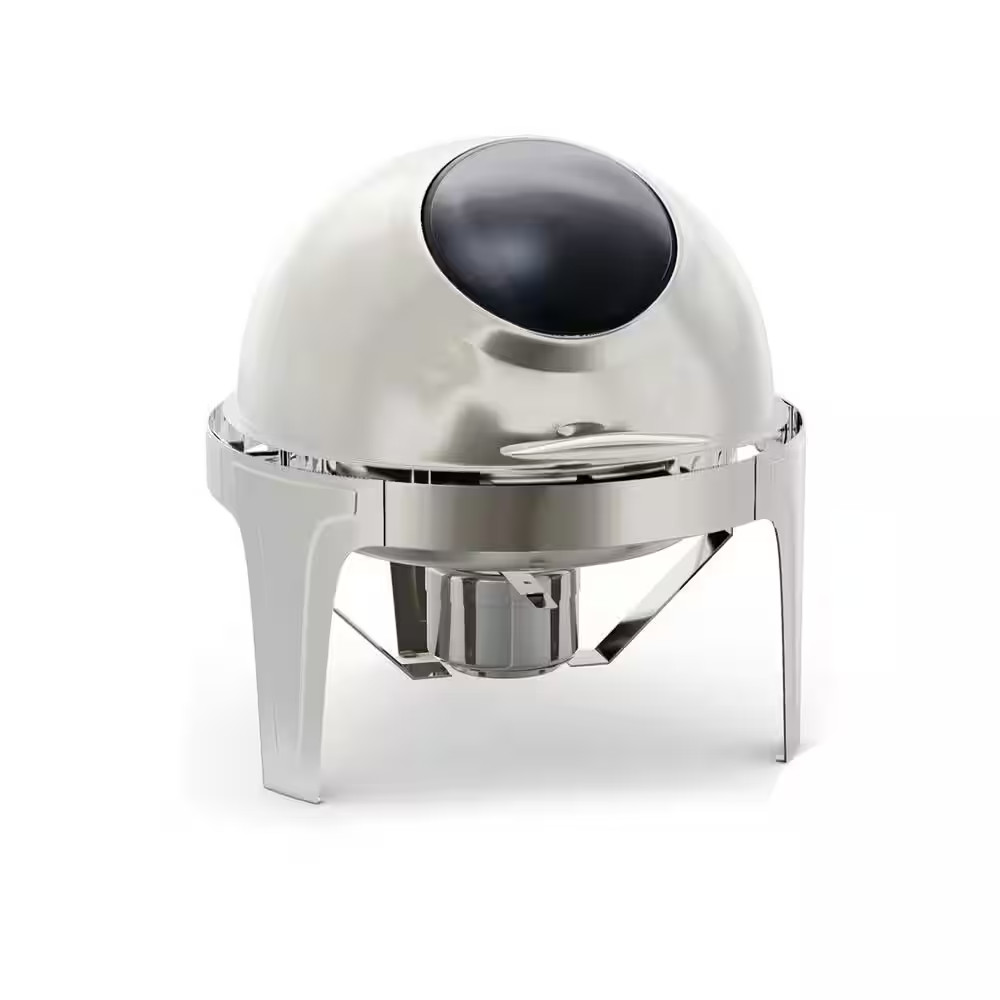 6.3 Qt. round Stainless Steel Chafing Dish Buffet Server with Visible Roll Top,
