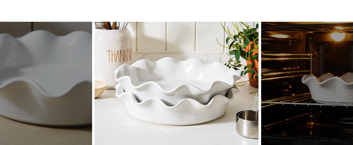 Ceric Pie Pans for Baking, 11 Inches Deep Dish Pie Plate for