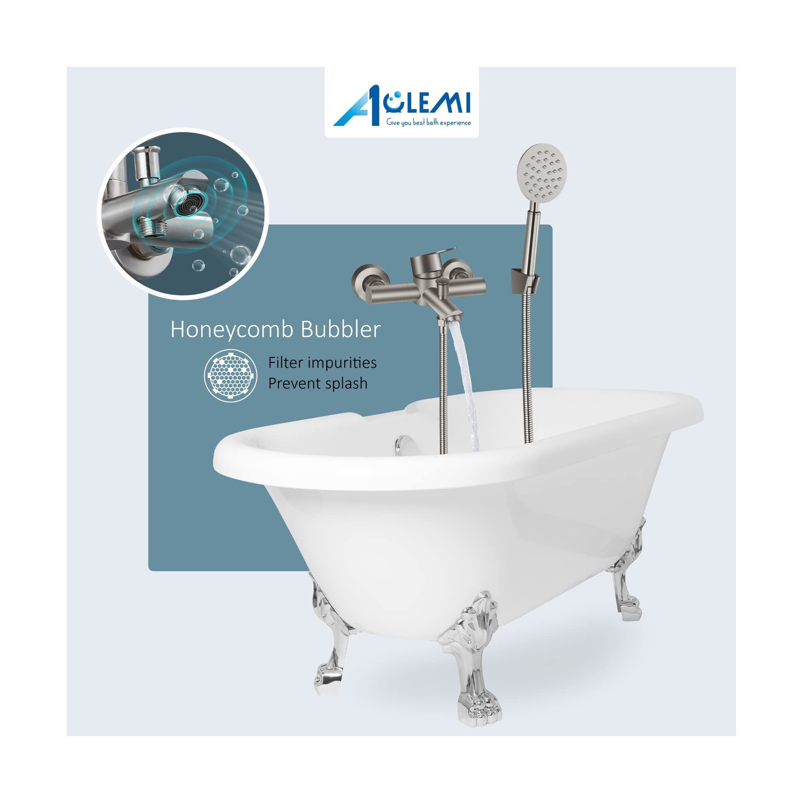 Aolemi Brushed Nickel Bathtub Faucet Wall Mount Only Tub Filler with Handheld…
